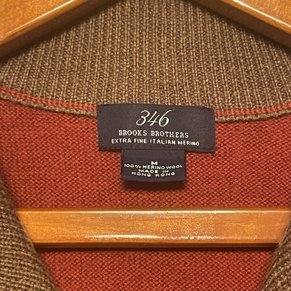 Brooks Brothers 346 100% Merino Wool Cardigan Vest Orange Mens M - Picture 2 of 5